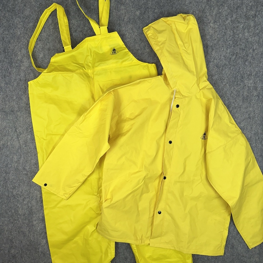 Tingley Rain Bib Overall & Jacket Mens M Yellow PVC Flame Resistant ASTM D6413